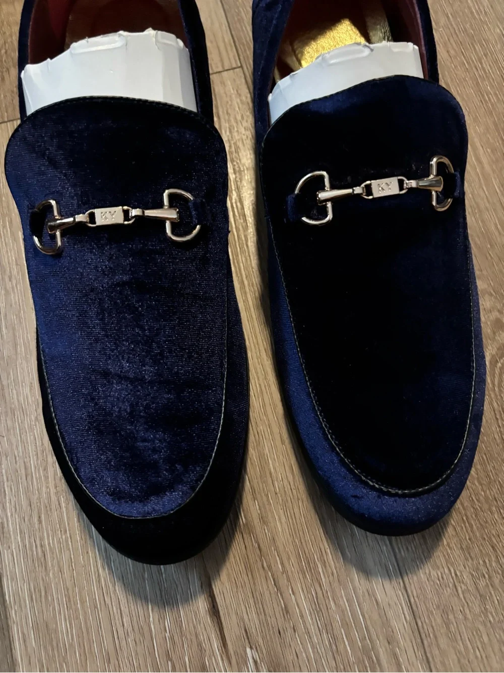 Men's Velvet Bit Loafers in Navy Blue size 13